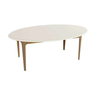 Mesa de Jantar Mira 6 Lugares Oval MDF com Vidro 180CM Amadeirado Carvalho e Off White