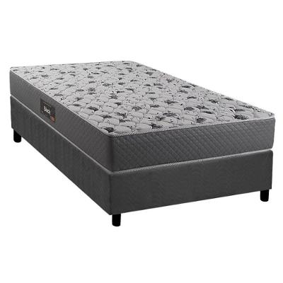 Conjunto Box Solteiro Colchão Espuma Herval D28 AG65 Black com Base CRC Suede Gray 78x188CM Herval