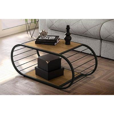 Mesa de Centro LI039 Redondo MDF Metal Pintado 90CM Preto Kappesberg
