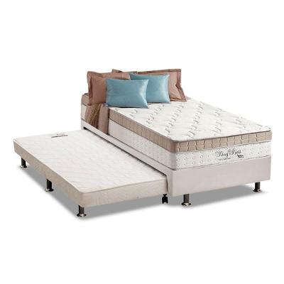 Cama Box com Colchão Solteiro King Best Euro Pillow Molas Ensacadas Courino Branco Anjos