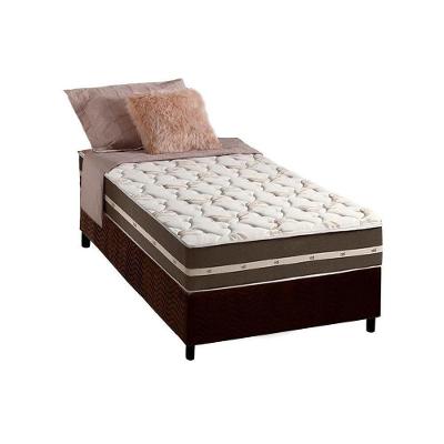 Cama Box com Colchão Solteiro Anjos Classic Brown Pillow Top Molas Ensacadas Suede Marrom Anjos