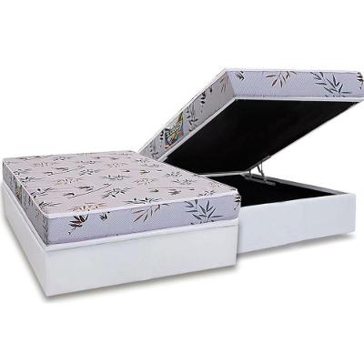 Conjunto Box Baú Queen Colchão Espuma D28 Macio com Firmeza 158x198CM Branco Herval