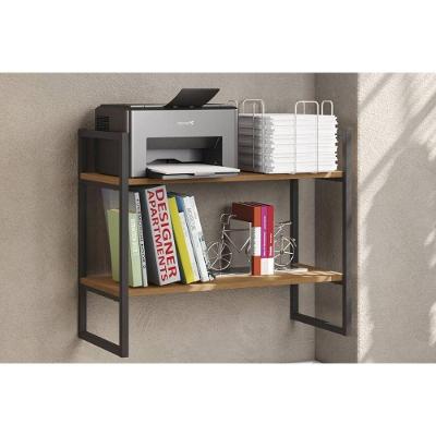 Prateleira de Quarto LI008 2 Nichos MDP e Aço Industrial Canela e Preto Kappesberg