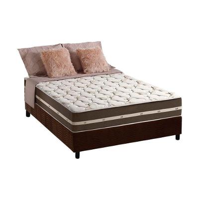 Cama Box com Colchão Casal Classic Brown Pillow Top Molas Ensacadas Tecido Malha Marrom Anjos