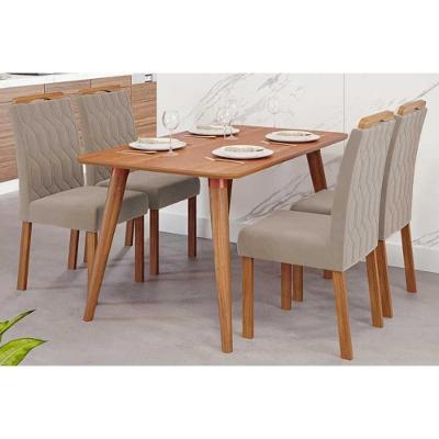 Conjunto Adele 4 Lugares Tampo MDF com Estrutura Madeirada 130x80cm Amadeirado Cimol Móveis