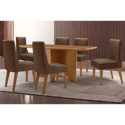 Sala de Jantar Nevada 6 Lugares Tampo MDF Bordas Arredondadas 180x90cm Móveis Rufato