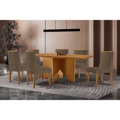 Sala de Jantar Nevada 6 Lugares Tampo em MDF com Bordas Arredondadas 180x90cm Móveis Rufato