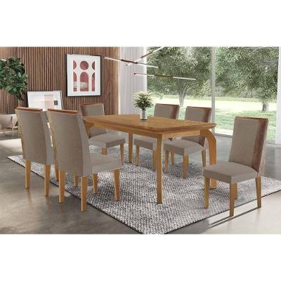 Sala de Jantar Londrina 6 Lugares Tampo em MDF com Bordas Arredondadas Amadeirado 180X90CM Móveis