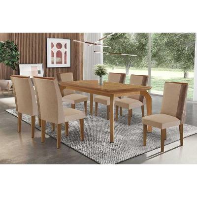 Sala de Jantar Londrina 6 Lugares Tampo MDF Bordas Arredondadas Capuccino 180CM Móveis Rufato
