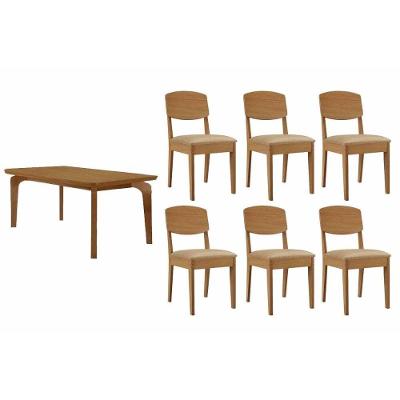 Sala de Jantar Londrina 6 Lugares Tampo MDF com Bordas Arredondadas Madeirado 180X90CM Móveis Rufato