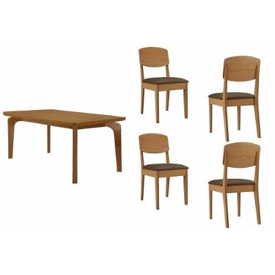 Sala de Jantar Londrina Curvo 4 Lugares Tampo MDF Bordas Arredondadas Marrom 120CM Móveis Rufato