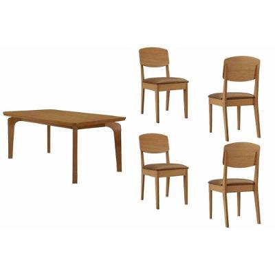 Sala de Jantar Londrina Curvo 4 Lugares Tampo MDF Bordas Arredondadas Suede Capuccino 120CM Móveis