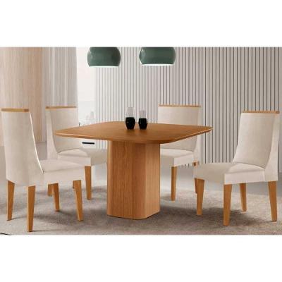 Sala de Jantar Maldivas 4 Lugares Tampo MDF Bordas Arredondadas Amadeirado 90x90cm Móveis Rufato