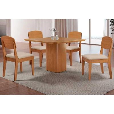 Sala de Jantar Maldivas 4 Lugares Tampo MDF Bordas Arredondadas Creme 90x90cm Móveis Rufato