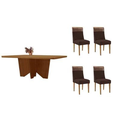 Sala de Jantar Nevada 4 Lugares Tampo MDF Bordas Arredondadas Madeirado 120X80CM Móveis Rufato