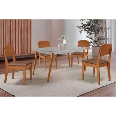 Sala de Jantar Havana 4 Lugares Tampo MDF com Bordas Arredondadas Off White 120CM Móveis Rufato