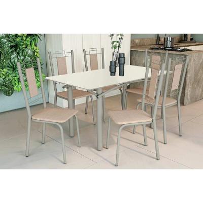 Sala de Jantar Elba 6 Lugares Tampo MDF com Vidro 160CM Corano Bege Kappesberg