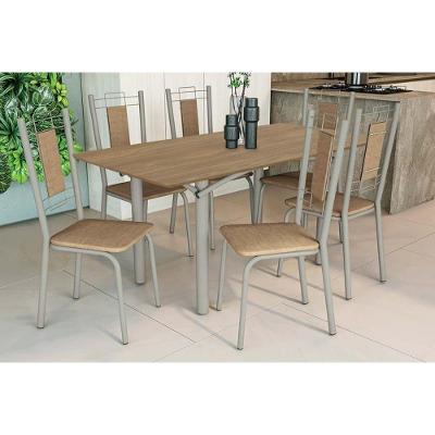 Sala de Jantar Elba 6 Lugares Tampo MDF Cadeiras Courano Capuccino 160CM Kappesberg