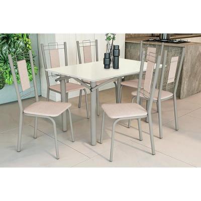 Sala de Jantar Elba 6 Lugares Tampo MDF com Vidro Corano Bege 120CM Kappesberg