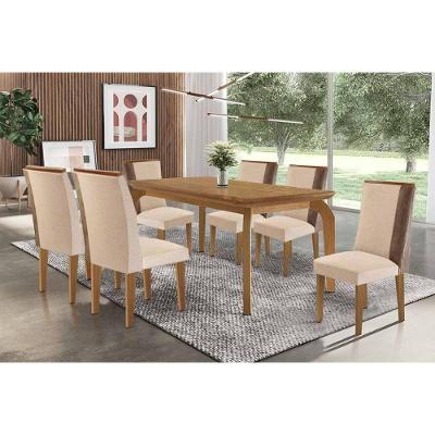 Sala de Jantar Londrina 6 Lugares Tampo em MDF com Bordas Arredondadas Amadeirado 180X90CM Móveis