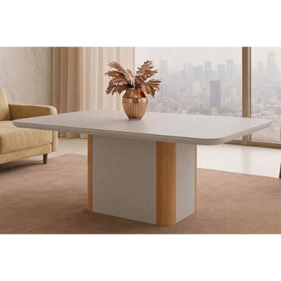 Mesa de Jantar Pietá 6 Lugares Retangular MDF Off White e Naturale Móveis Rufato