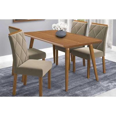 Sala de Jantar Adele 4 Lugares Tampo MDF Design Retangular Madeirado 130X80CM Cimol Móveis