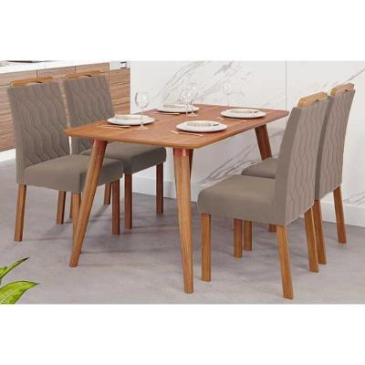 Sala de Jantar Adele 4 Lugares Tampo MDF Design Retangular Madeirado 130X80CM Cimol Móveis
