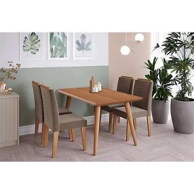 Sala de Jantar Adele 4 Lugares Tampo MDF Fosco Madeirado 130X80CM Cimol Móveis