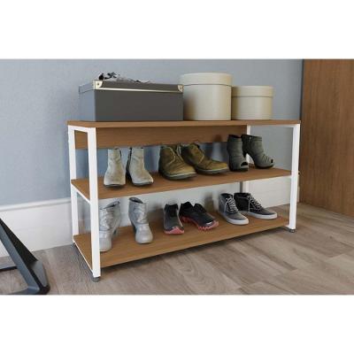 Estante de Escritório LI020 Industrial 1 Prateleira 3 Nichos MDF-MDP Canela e Branco Kappesberg
