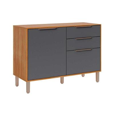Gabinete com Tampo Cozinha Esplêndida 2 Portas 2 Gavetas MDF 120cm Cinamomo-titanium MGM