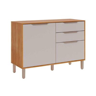 Gabinete com Tampo Cozinha Celeste 2 Portas 1 Prateleira MDF 120cm Cinamomo e Off White