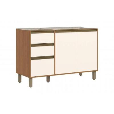 Gabinete de Cozinha Venaly 3 Portas 2 Gavetas MDF-MDP 120CM Cinamomo Móveis Henn