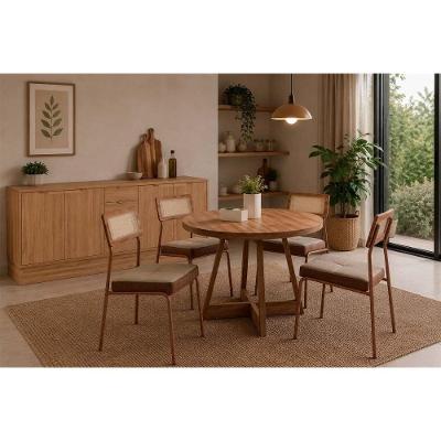 Conjunto Jantar Átria 4 Lugares Tampo MDF com Cadeiras Lux Rose 100CM Móveis Carraro