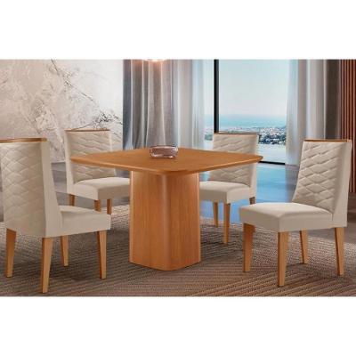 Conjunto Maldivas 4 Lugares Tampo MDF Curvo Capuccino 90CM Móveis Rufato