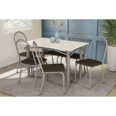 Conjunto de Jantar Elba 6 Lugares Tampo MDF com Vidro Madeirado 120CM Kappesberg