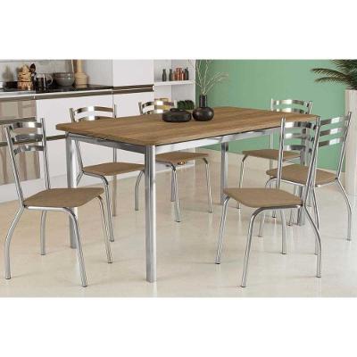 Conjunto de Jantar Reno 6 Lugares Tampo MDF Cadeiras Courino Cappuccino 160CM Kappesberg