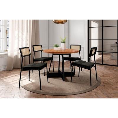 Conjunto de Jantar Átria 4 Lugares Tampo MDF Cadeiras Lux Preto 100CM Móveis Carraro