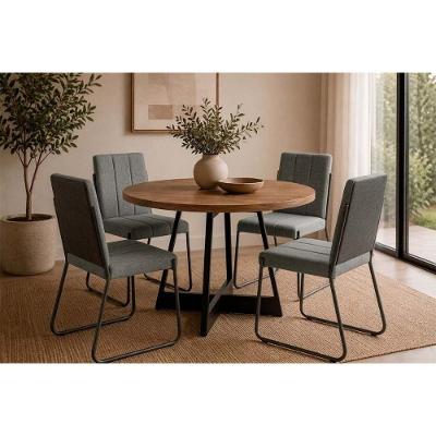 Conjunto de Jantar Átria 4 Lugares Tampo MDF com Cadeiras Preto 100CM Móveis Carraro