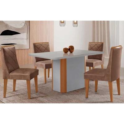 Conjunto de Jantar Pietá 4 Lugares Tampo MDF Bordas Arredondadas Capuccino 120CM Móveis Rufato