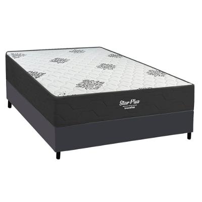 Cama Box com Colchão Casal Star Macio com Firmeza Molas Ensacadas Tecido Cinza a Costa Rica