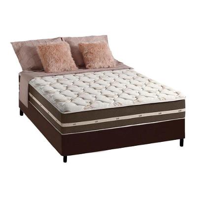 Cama Box com Colchão Casal Classic Brown Pillow Top Molas Ensacadas Tecido Antiácaro Anjos