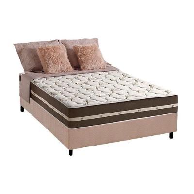 Cama Box com Colchão Casal Classic Brown Pillow Top Molas Ensacadas Tecido Antiácaro Anjos