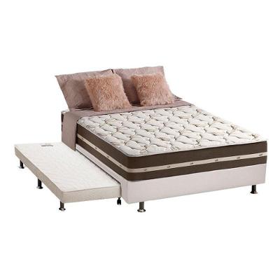 Cama Box com Colchão Casal Classic Brown Pillow Top Molas Ensacadas Tecido Marrom Anjos