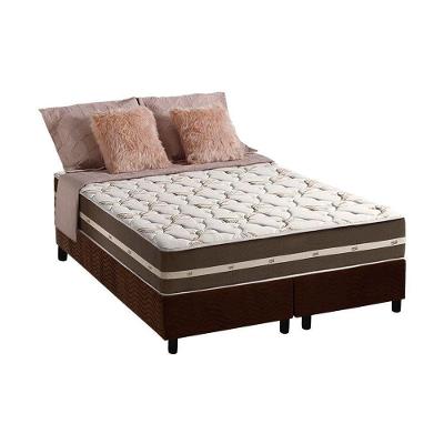 Cama Box com Colchão Queen Anjos Classic Pillow Top Molas Ensacadas Marrom Anjos
