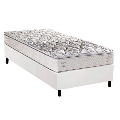 Cama Box Solteiro Santorini C1604 Pillow Top Espuma Tecido Branco Herval
