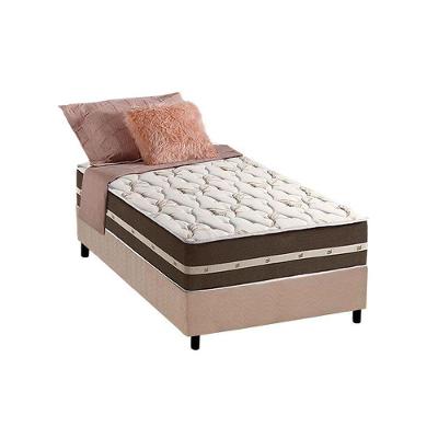 Cama Box com Colchão Solteiro Classic Brown Pillow Top Molas Ensacadas Tecido Antiácaro Anjos