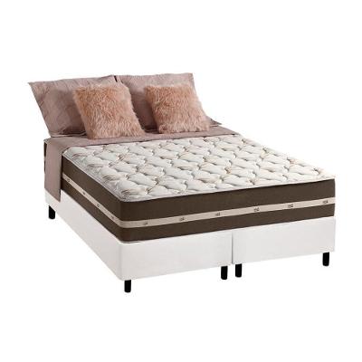 Cama Box com Colchão Queen Anjos Classic Pillow Top Molas Ensacadas Tecido Branco Anjos