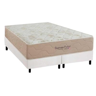 Cama Box com Colchão Queen Supreme Molas Ensacadas Courino Branco a Costa Rica