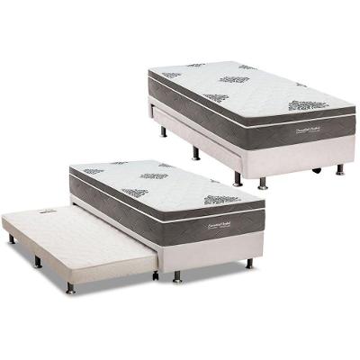 Cama Box com Colchão Solteiro Essential Euro Pillow Molas Ensacadas Branco Ortobom