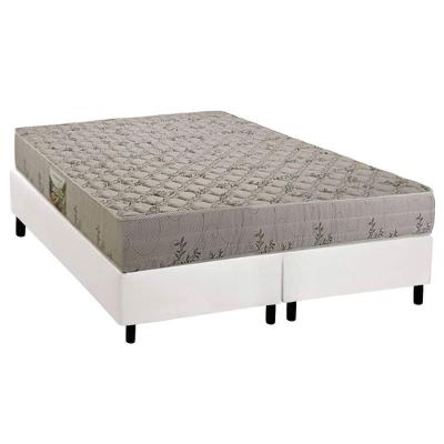 Cama Box Queen Corano White Pillow Top Espuma D33 Tecido Liso Branco Herval